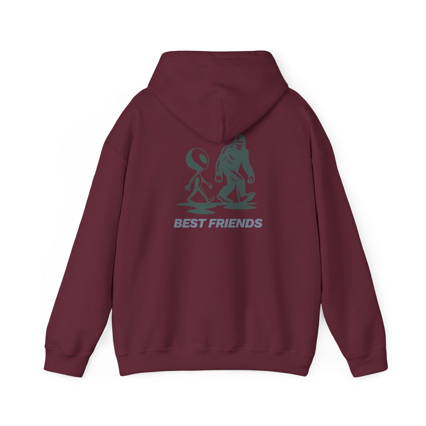 Best Friends Hoodie — Bigfoot & Alien Graphic Pullover