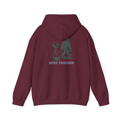 Best Friends Hoodie — Bigfoot & Alien Graphic Pullover