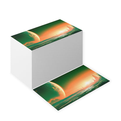 Sci‑Fi Landscape Business Cards — Futuristic Planet Sunset Design