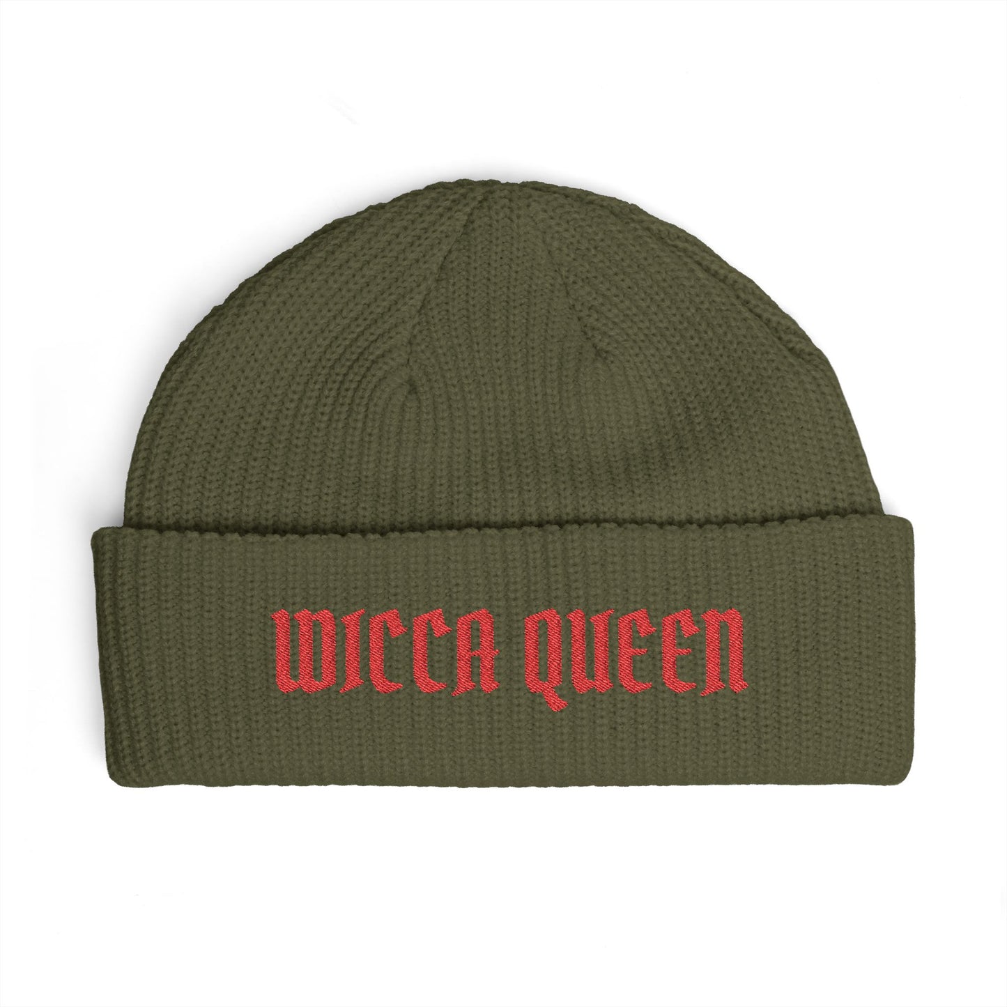 Witch Queen Cuff Beanie — Gothic Embroidered Winter Hat