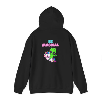 Magical Alien Riding Unicorn Hoodie — Cute Pastel Space Fantasy Sweatshirt