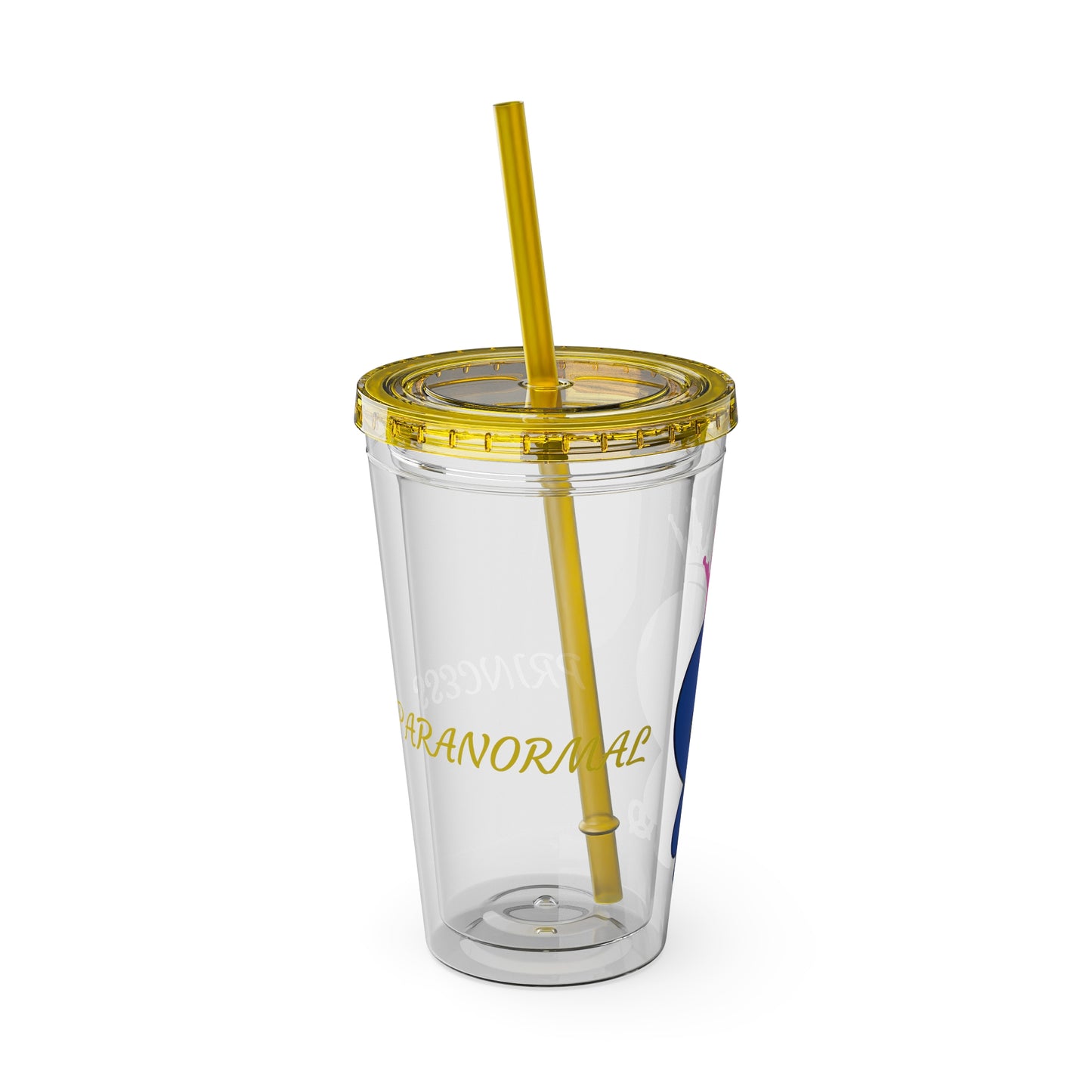 16oz Acrylic Tumbler with Straw — Cute Purple Blue Character 'Paranormal' Drink Cup