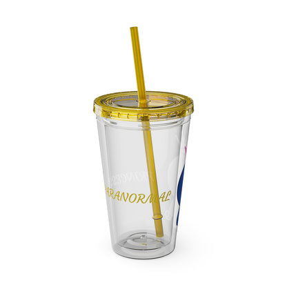 16oz Acrylic Tumbler with Straw — Cute Purple Blue Character 'Paranormal' Drink Cup