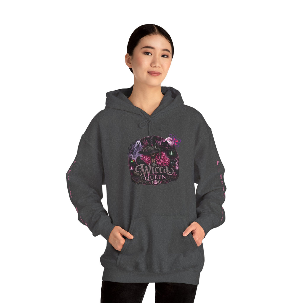 Wicca Queen Hoodie - Gothic Witchy Sweatshirt with Floral Skull Design