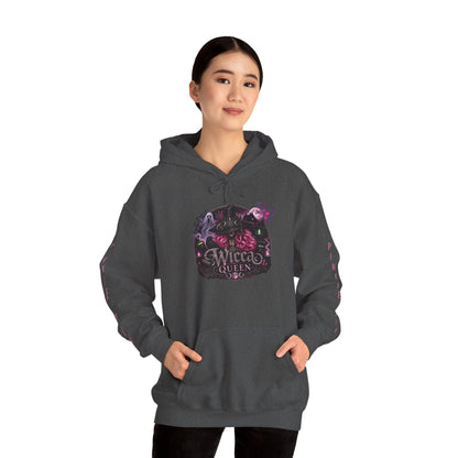 Wicca Queen Hoodie - Gothic Witchy Sweatshirt with Floral Skull Design