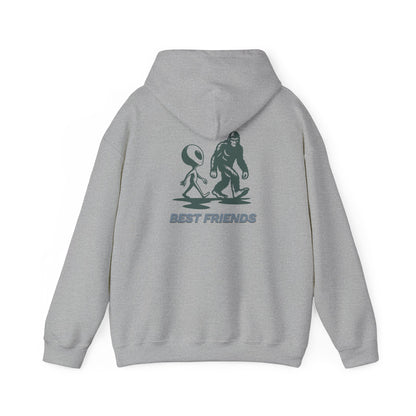 Best Friends Hoodie — Bigfoot & Alien Graphic Pullover