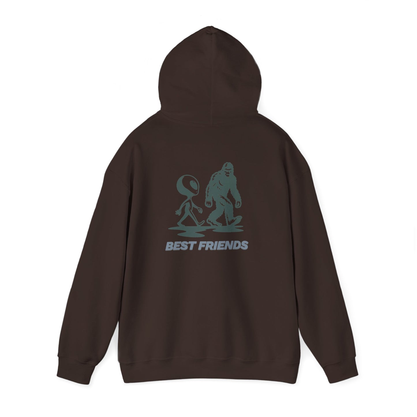 Best Friends Hoodie — Bigfoot & Alien Graphic Pullover