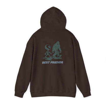 Best Friends Hoodie — Bigfoot & Alien Graphic Pullover