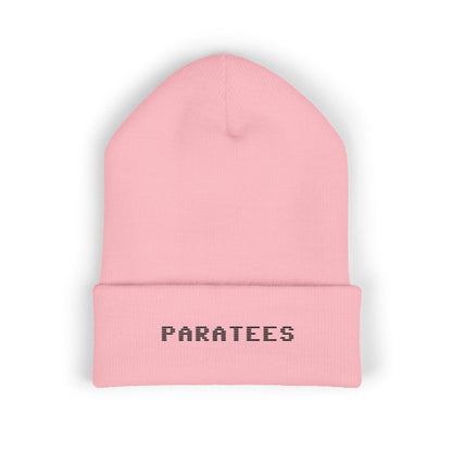 Paratees Embroidered Cuffed Beanie — Minimal Winter Knit Hat